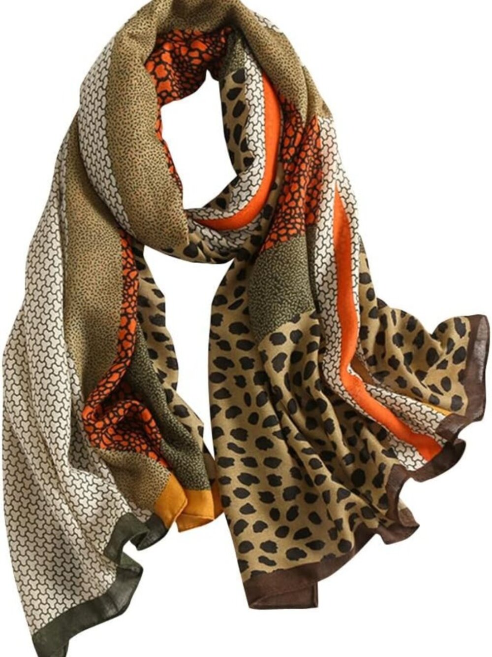 Stylish Animal Print Cotton-Linen Scarf Wrap - Versatile Shawl for Women